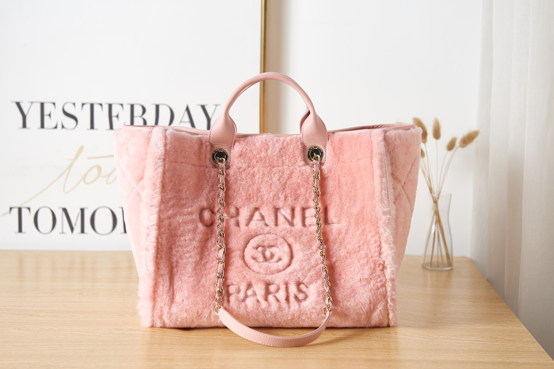 TOP CHANEL Deauville Beach Bag Shopping Bag 38cm -3 colors