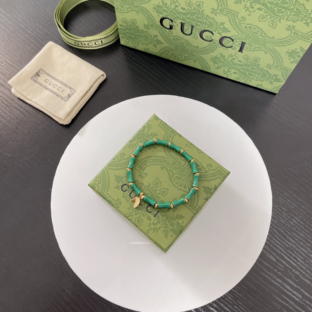 TOP GUCCI Bamboo Bracelet - Green