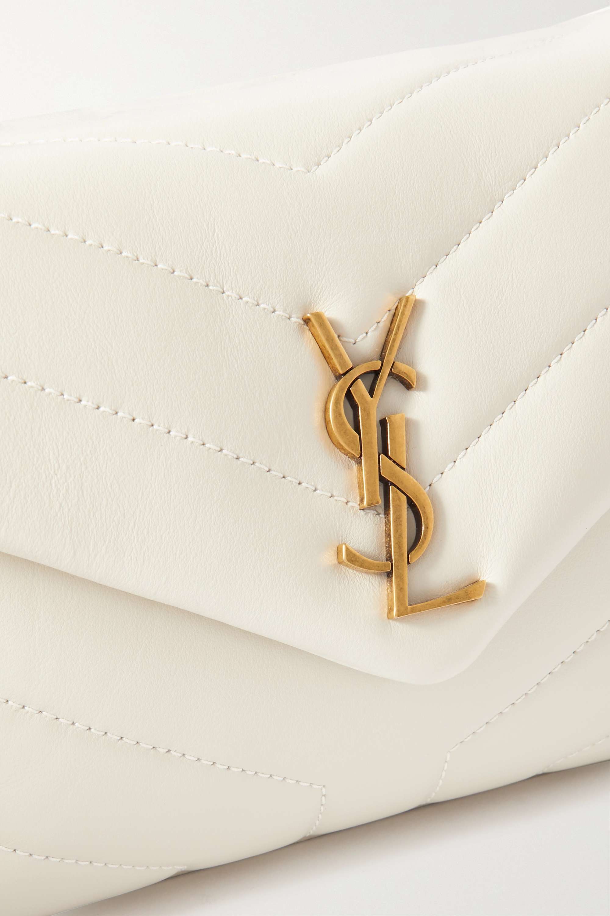 YSL SAINT LAURENT Loulou Toy quilted leather shoulder bag cream