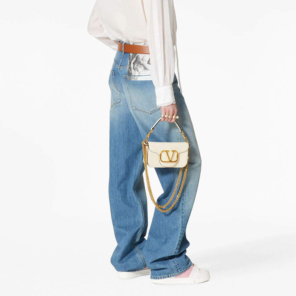 VALENTINO GARAVANI V Logo Baguette Shoulder Bag Ladies MINILOCO Calfskin Bag (Replica)