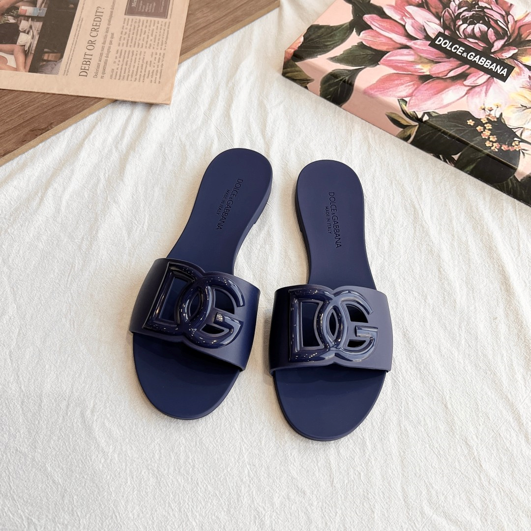 Dolce Gabbana DG Rubber flat Sandals Slide（Replica）