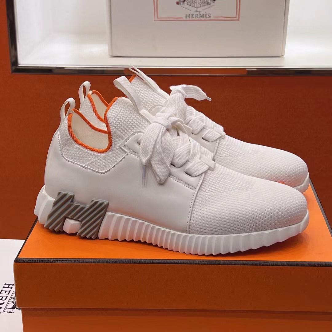 TOP HERMES Sneakers - White with 9 Different Logos