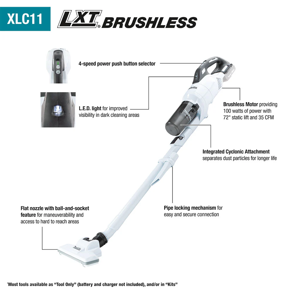 XLC11ZW 18V LXT Brushless Cordless Cyclonic 4-Speed Vacuum - Bare Tool