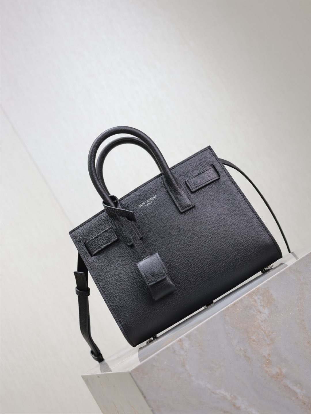 TOP Yves Saint Laurent YSL Sac De Jour Leather Bag 22x18x10.5cm- Black & SHW