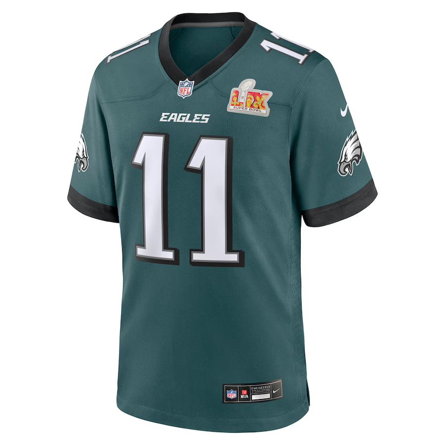 Men's Philadelphia Eagles A.J. Brown  Midnight Green Super Bowl LIX Game Player Jersey