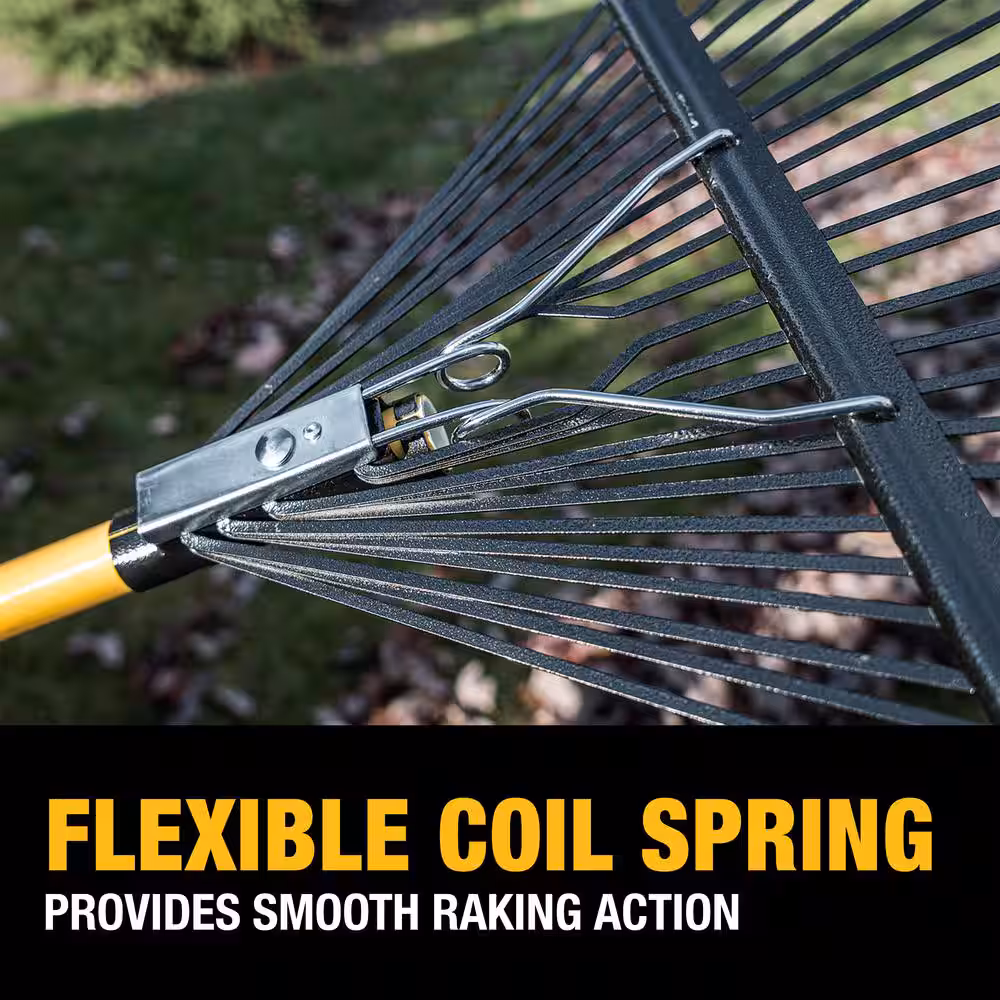 53 in. Fiberglass Handle 24-Tine Steel Leaf Rake