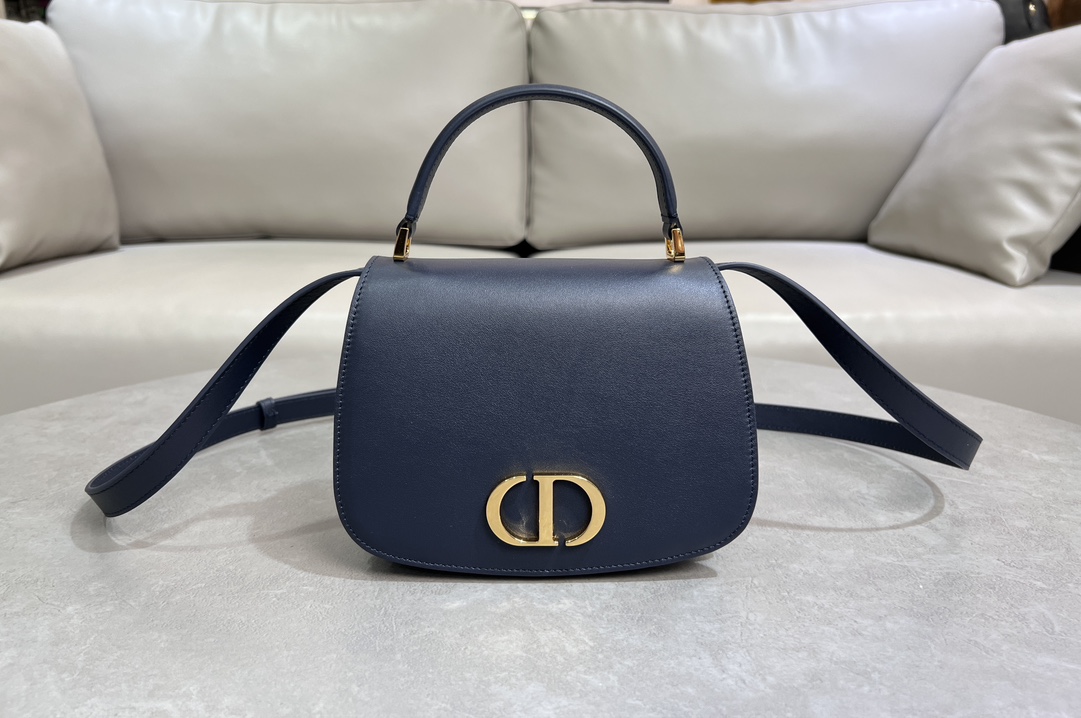 Top Christian Dior Cowhide 30 Montaigne Bag 19*12*8CM/19*12*6CM - Navy Blue&GHW