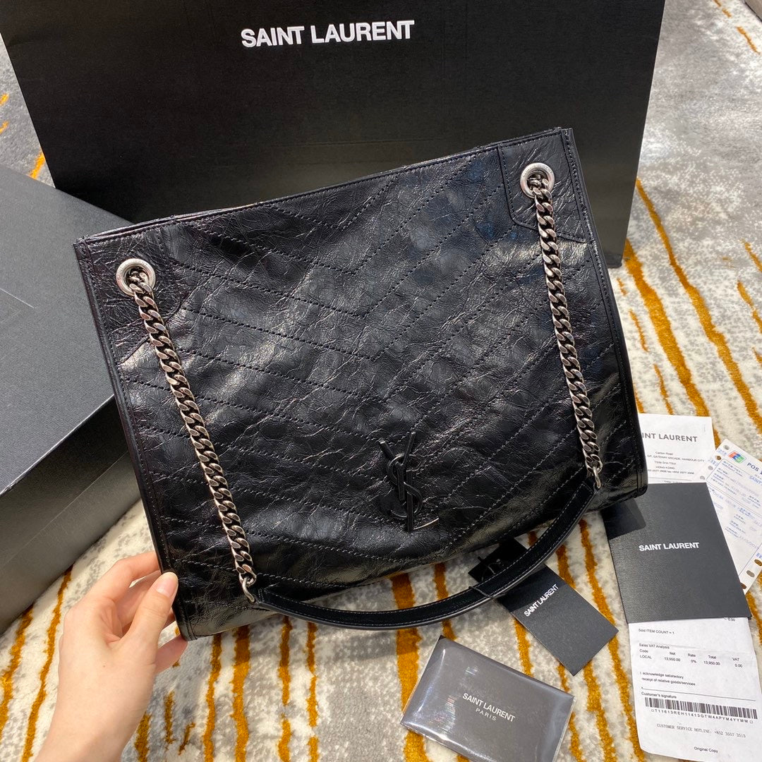 TOP Yves Saint Laurent YSL Medium Niki Shopping Bag - Black