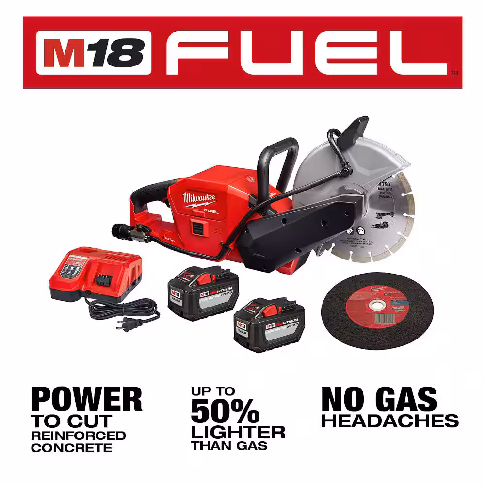 M18 FUEL ONE-KEY 18V Lithium-Ion Brushless Cordless 9 in. Cut Off Saw Kit W/(2) 12.0Ah Batteries & Rapid Charger