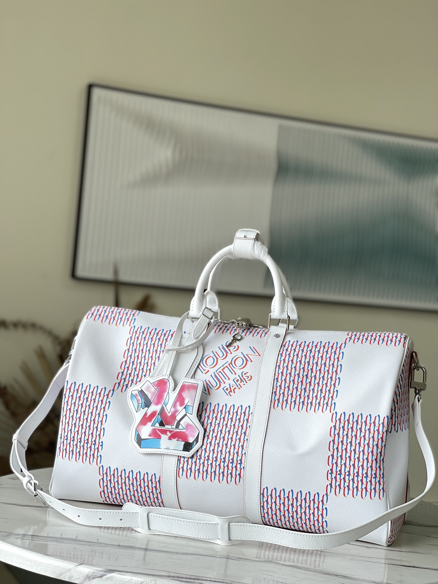TOP Louis Vuitton LV Keepall 50 Travel Bag 50 x 29 x 23 cm - White