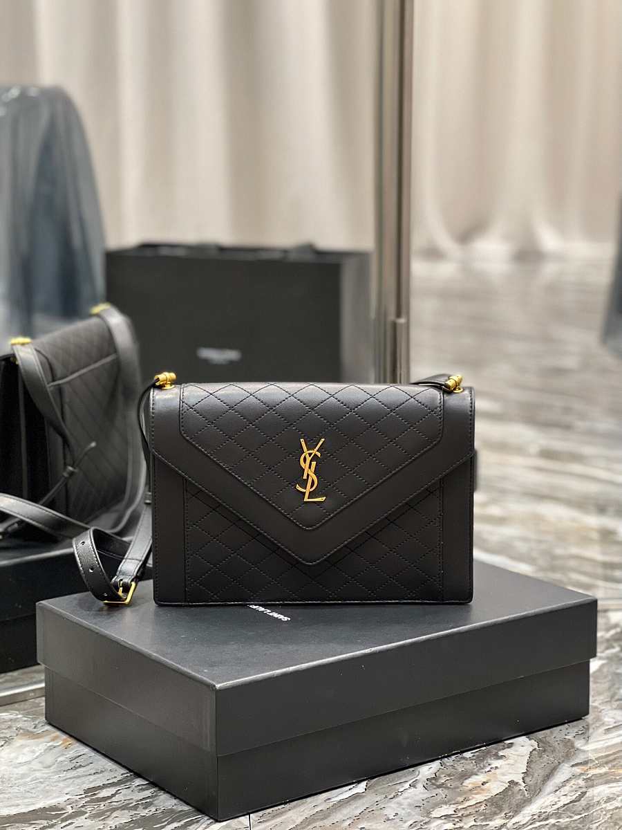 TOP Yves Saint Laurent YSL Mini Quilted Envelope Bag - Black