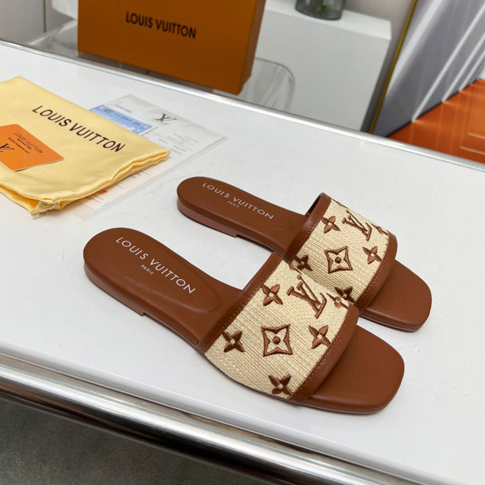 Louis Vuitton LV Fabric Flat Flip-flops Slide Sandal (Replica)