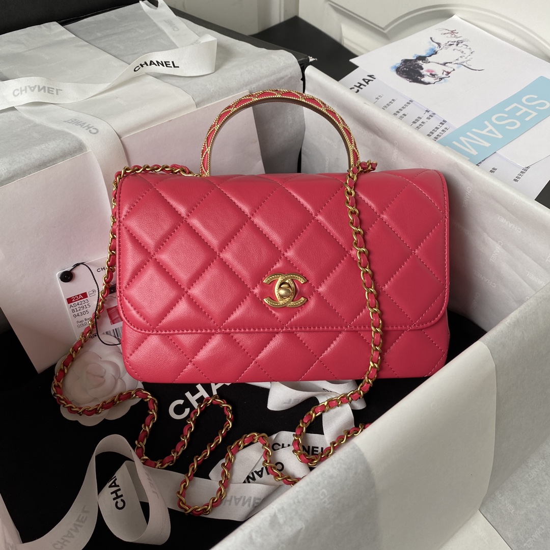 TOP CHANEL Hollow Handle Cowhide Flap Bag - 21*22*6.5cm/22*24.4*8cm - 4 Colors & GHW