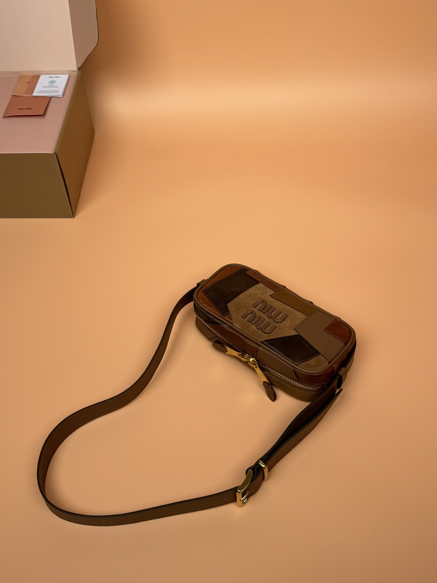 TOP Miu Miu Beau Bag Lambskin/Calfskin 25x12×6.5cm - Brown