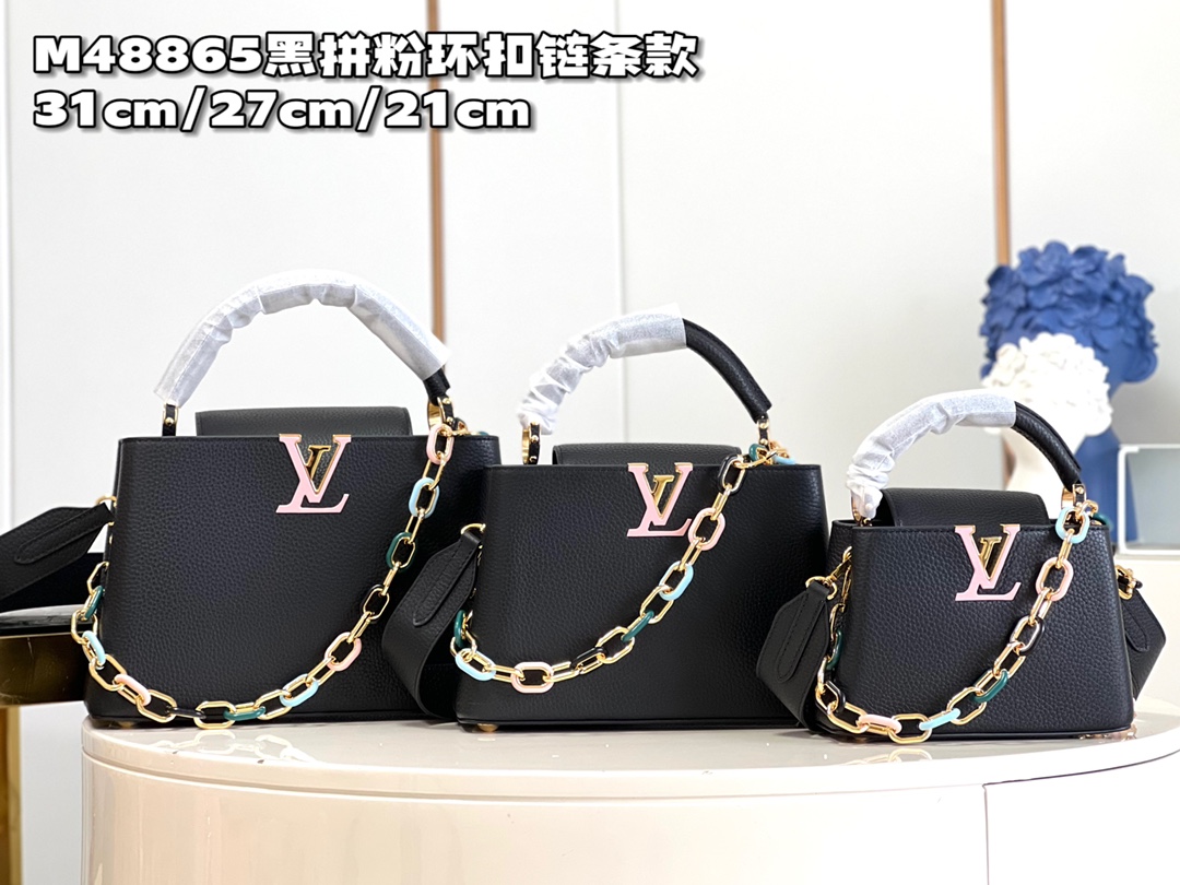 TOP Louis Vuitton LV Capucines Bag 3 Sizes- Black
