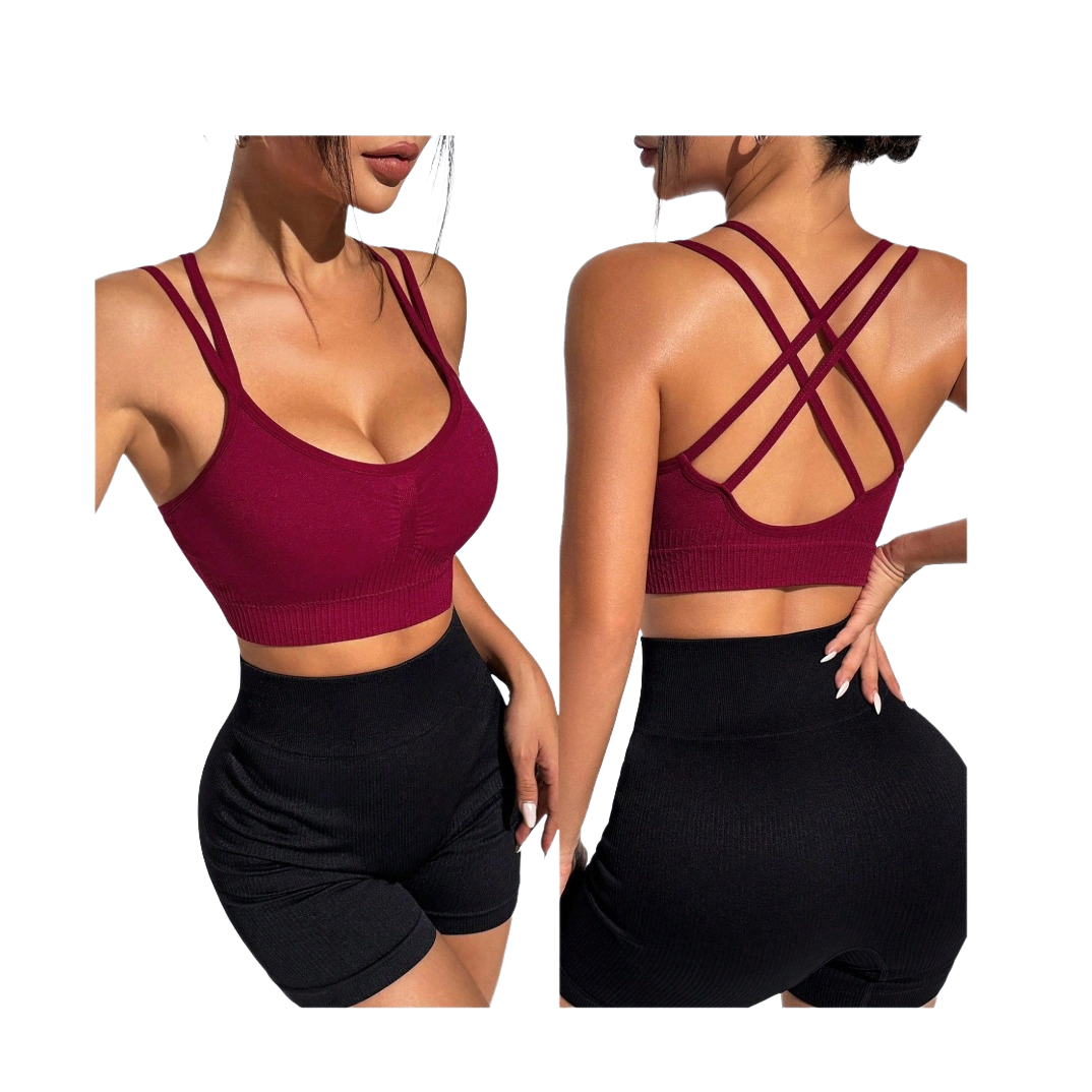 Racerback Sports Bras for Women - Padded Seamless Support Bra for Yoga Gym Workout Fitness