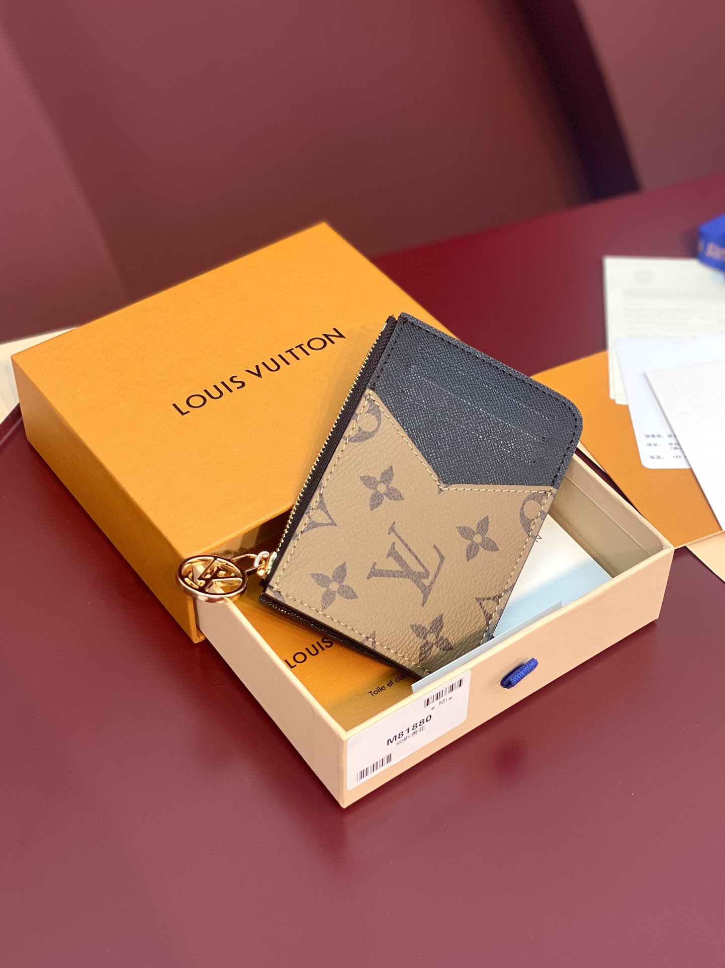 TOP Louis Vuitton LV Romy Card Holder Monogram 12x8x0.8cm - Khaki/Black