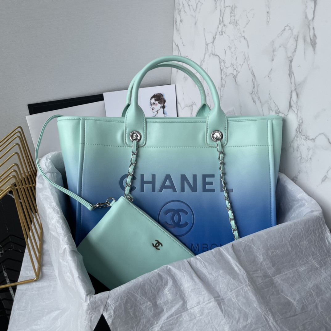 TOP CHANEL Calfskin Deauville Tote Shopping Bag 34cm  - 4 Colors