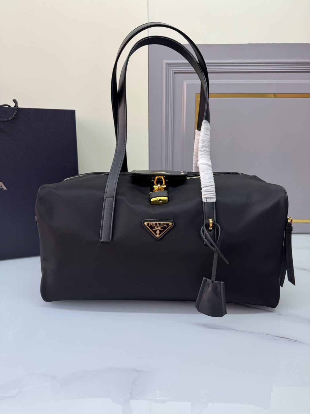 TOP PRADA Travel Bags Nylon 40×20×20cm - Black