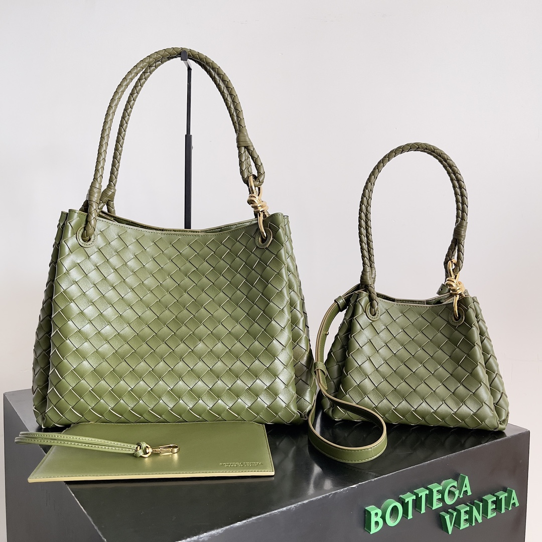 TOP Bottega Veneta BV Andiamo Parachute bag 21x17x16.5cm/30x26x20cm - Green