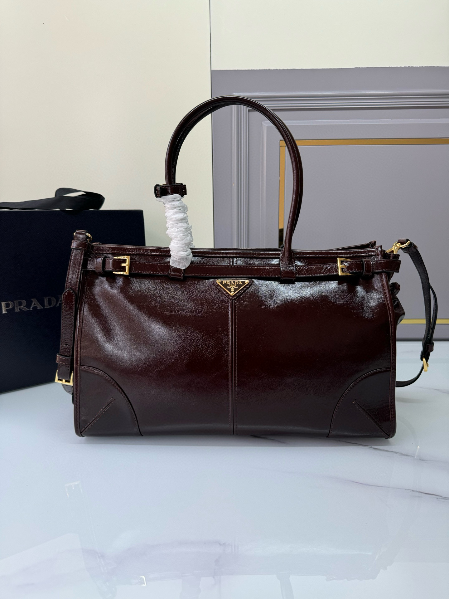 TOP PRADA LusSolf Bag Oiled Cowhide 38x30x12cm - 9 Color