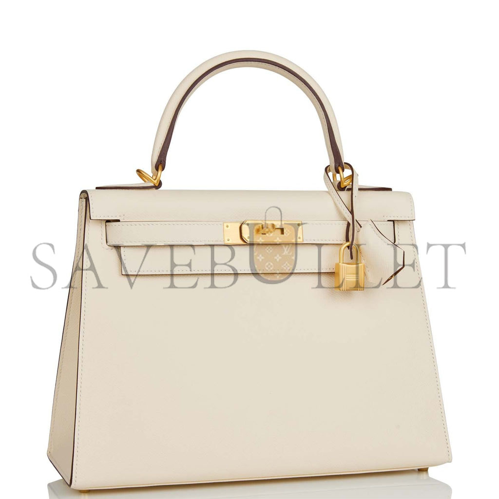 HERMES KELLY 28 SELLIER EPSOM BRUSHED GOLD HARDWARE (28*22*10cm)