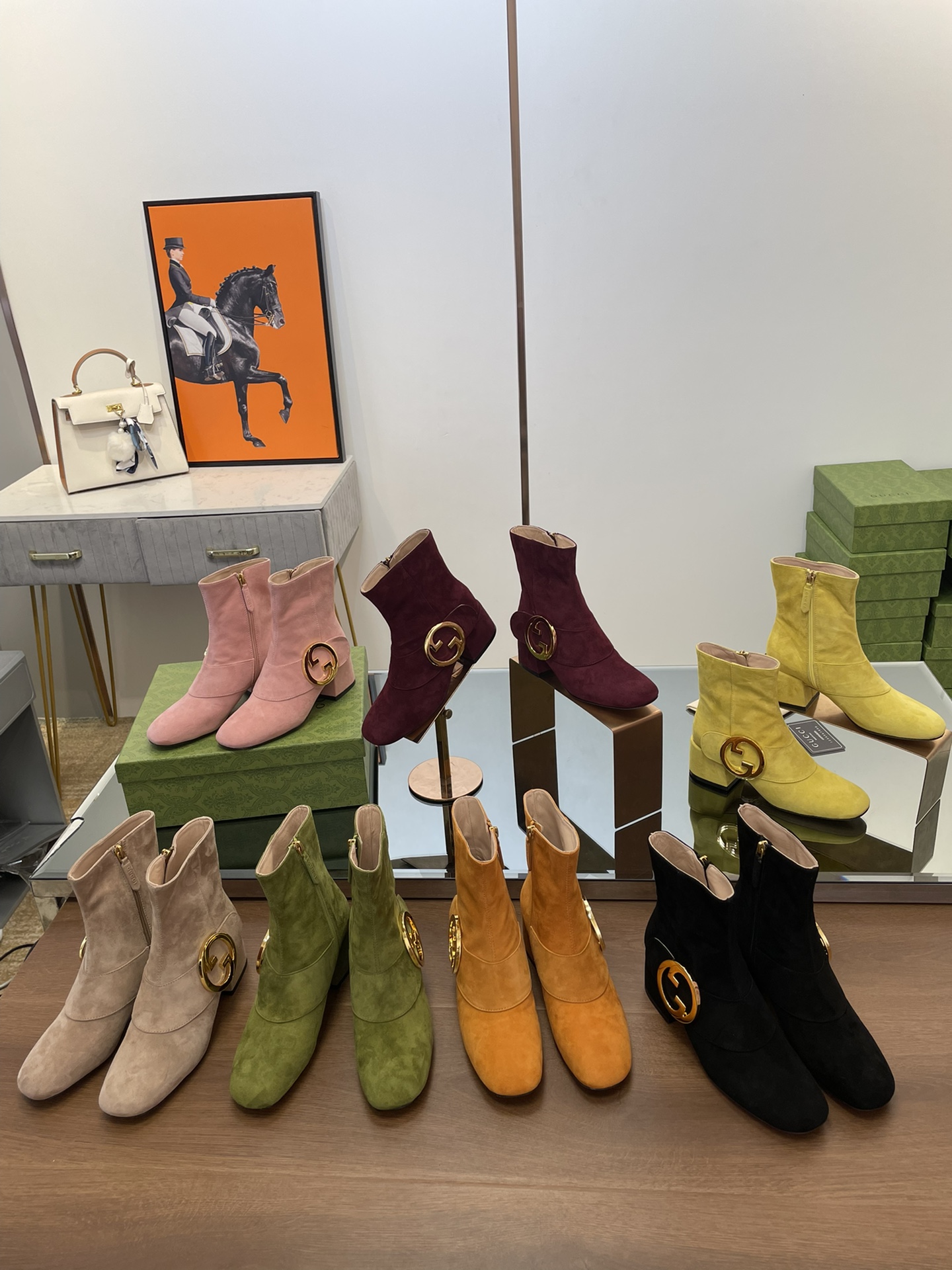 TOP GUCCI Round Interconnected Dual GG Boots - 5.5CM - 5 Colors