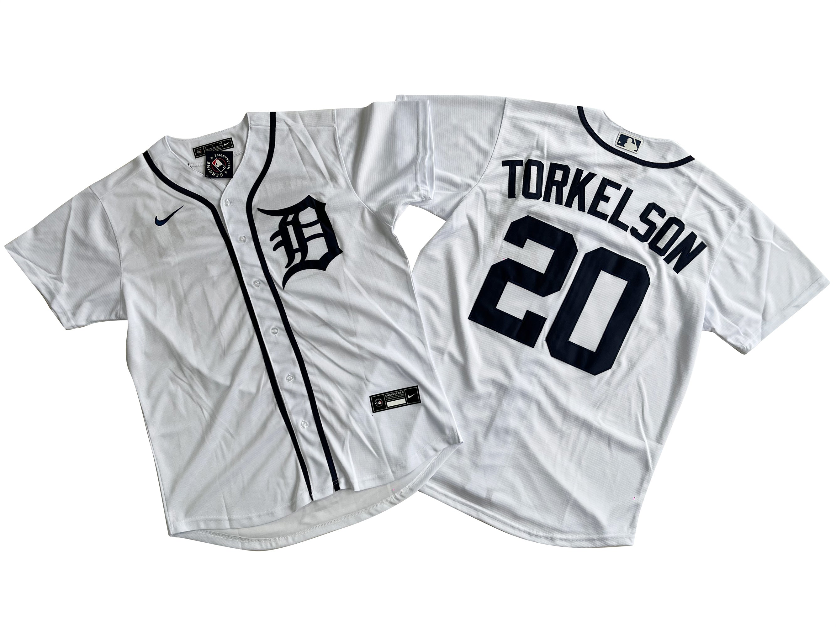 Men's Detroit Tigers Spencer #20 Torkelson White Home Replica Jersey