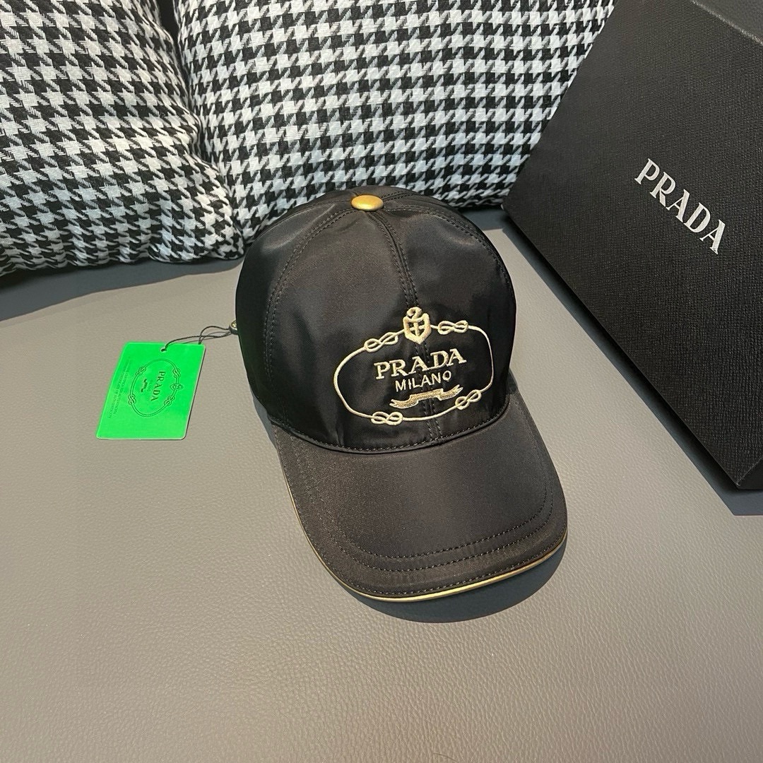TOP Prada Baseball Cap with Gold Embroidery - 2 Colors