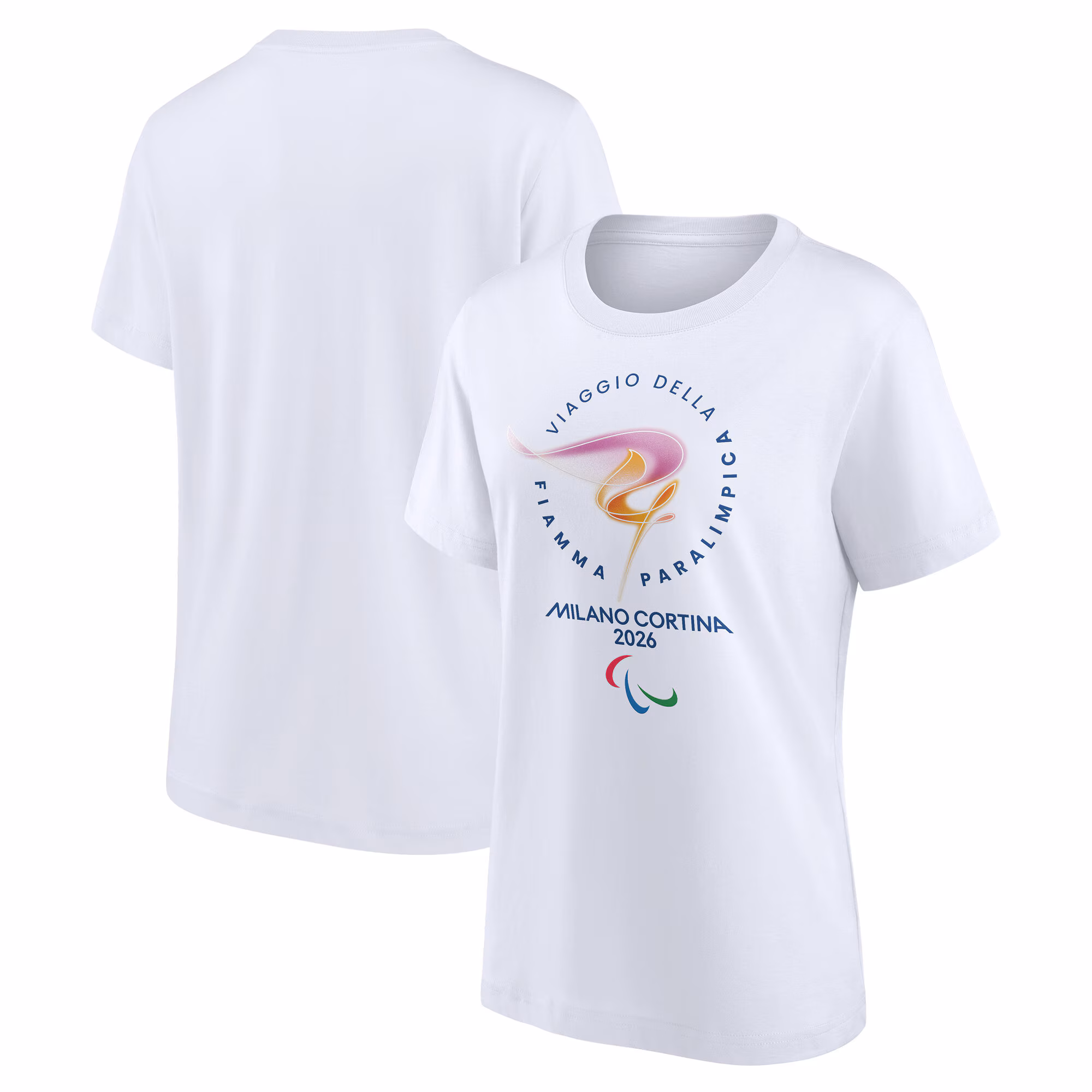 Milano Cortina 2026 Paralympics Torch Primary Logo Graphic T-Shirt - White - Womens