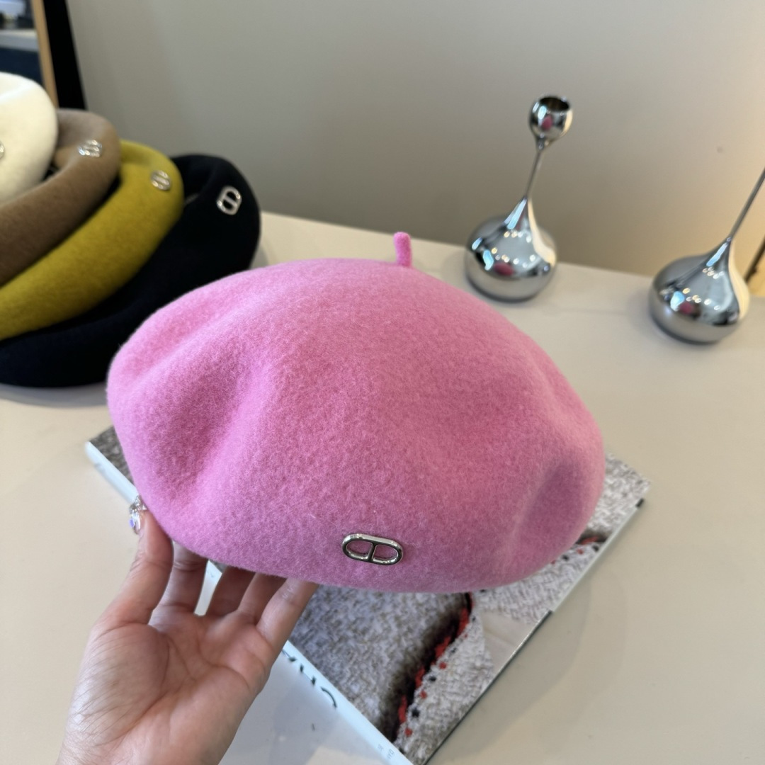 TOP HERMES Beret Hat - Pink