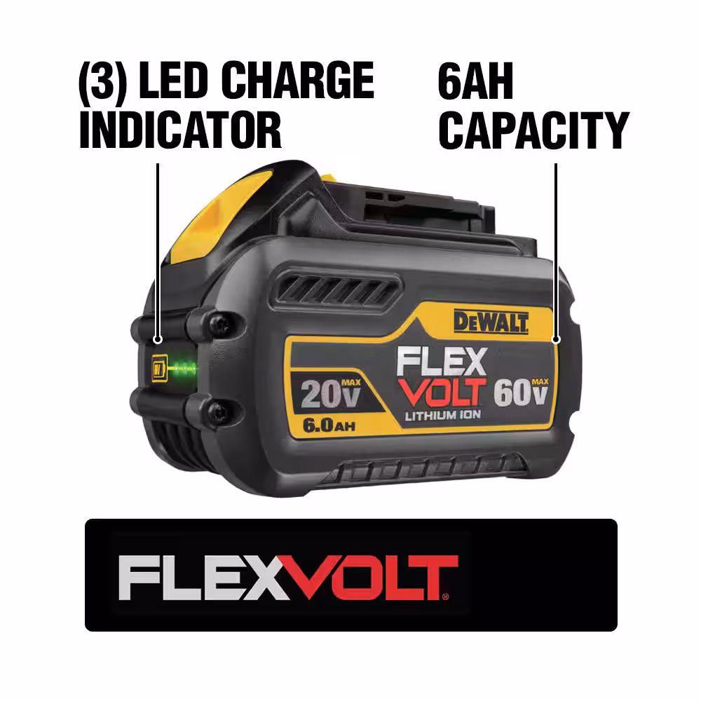 FLEXVOLT 20V/60V MAX Lithium-Ion 6.0Ah Battery Pack with 6 Amp Output Charger