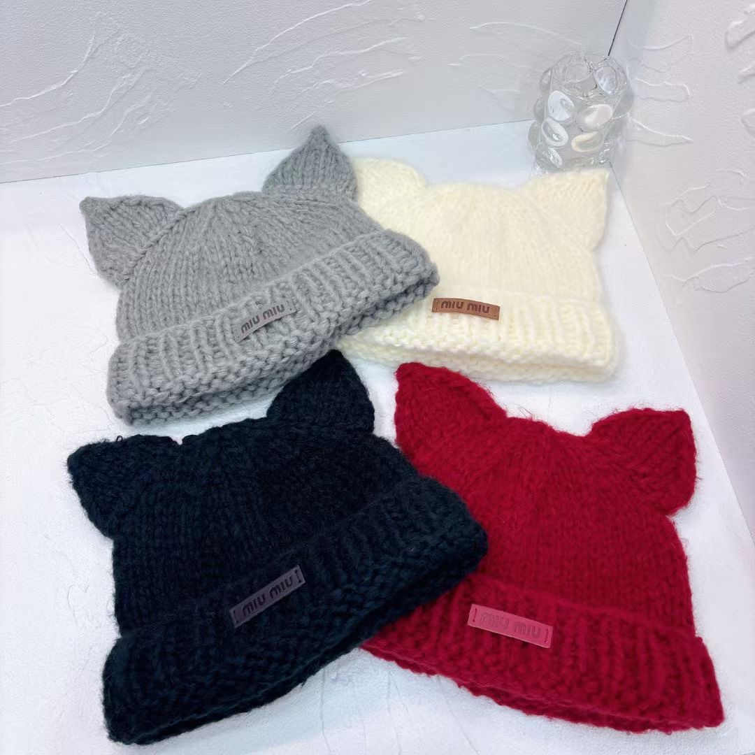 TOP Miu Miu Cat Ear Knitted Hat - 4 Colors