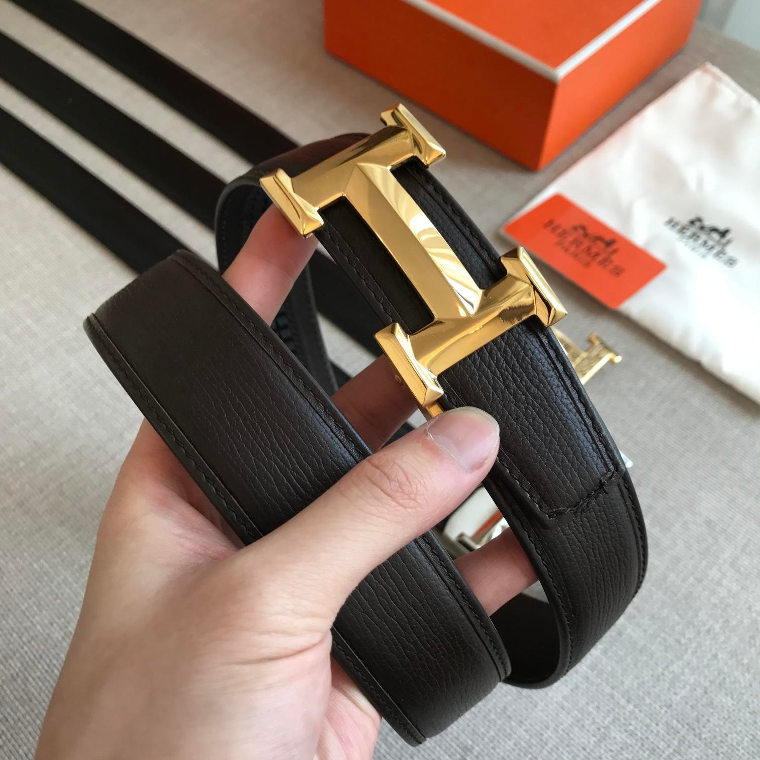 Hermès H Belt Buckle & Reversible Strap Black For Women, Women Belt 380MM