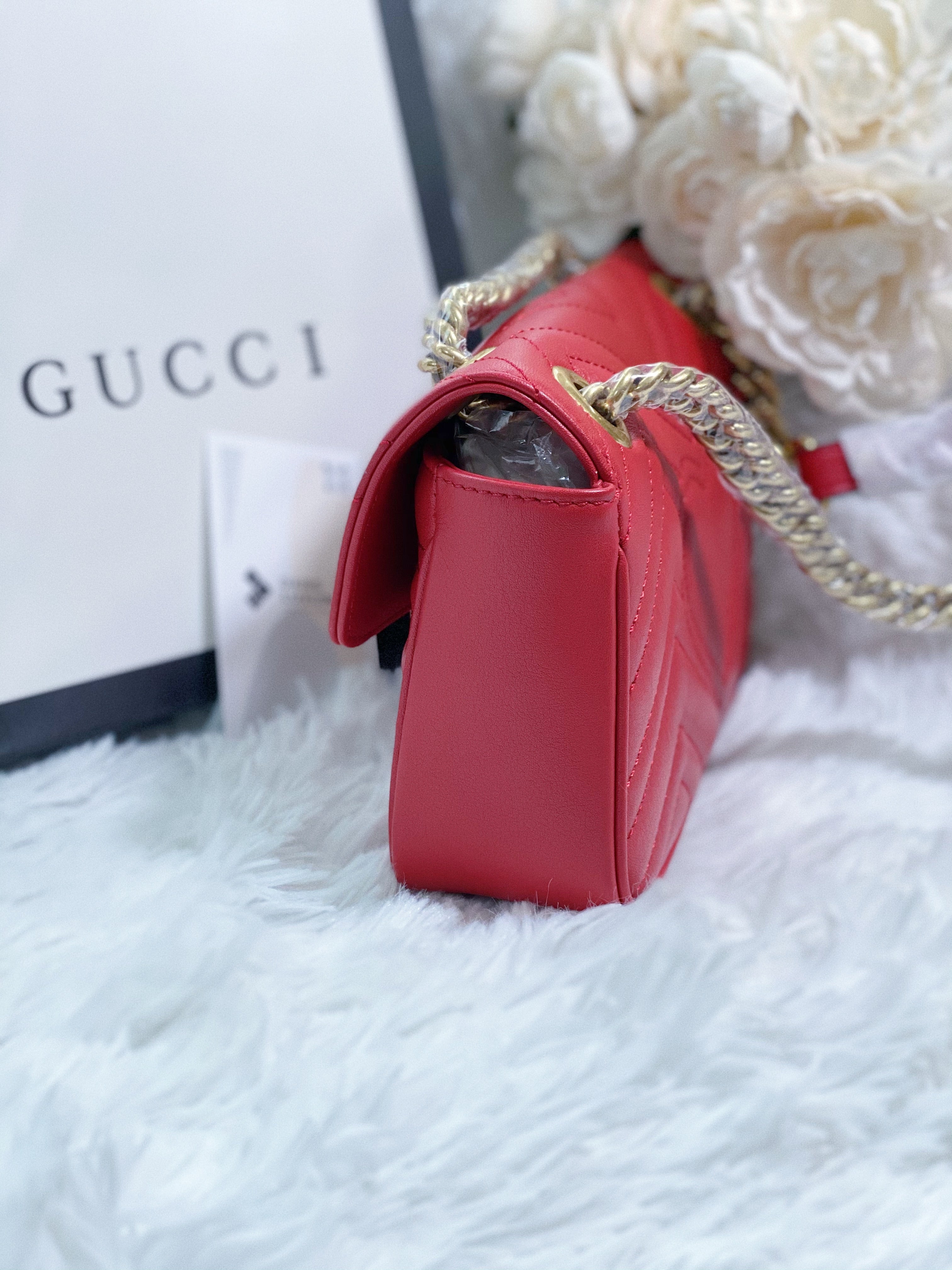 TOP GUCCI GG Marmont Bag Mini 22cm - Red