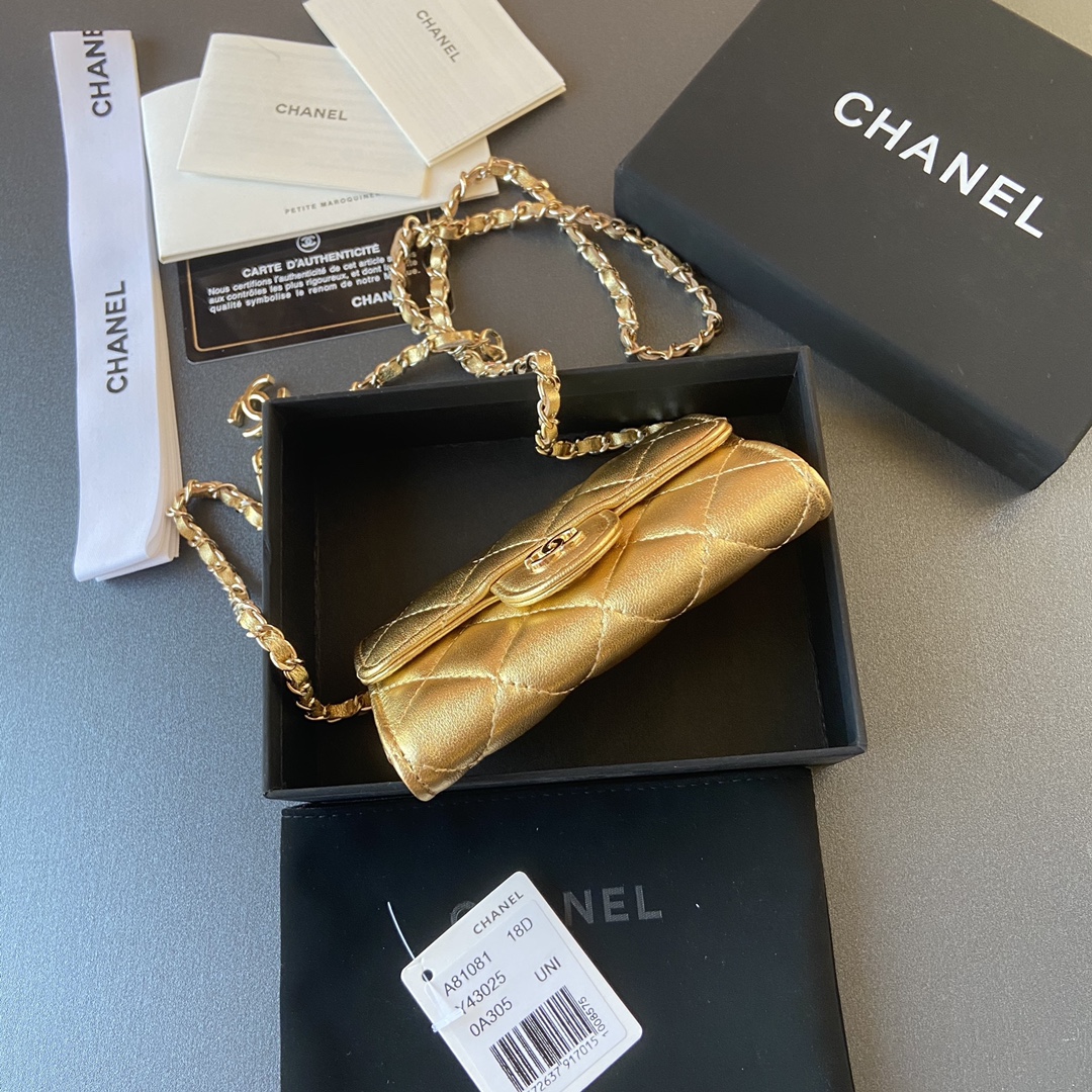 TOP CHANEL Small Chain Card Bag Sheepskin 11×7cm -  2 Colour