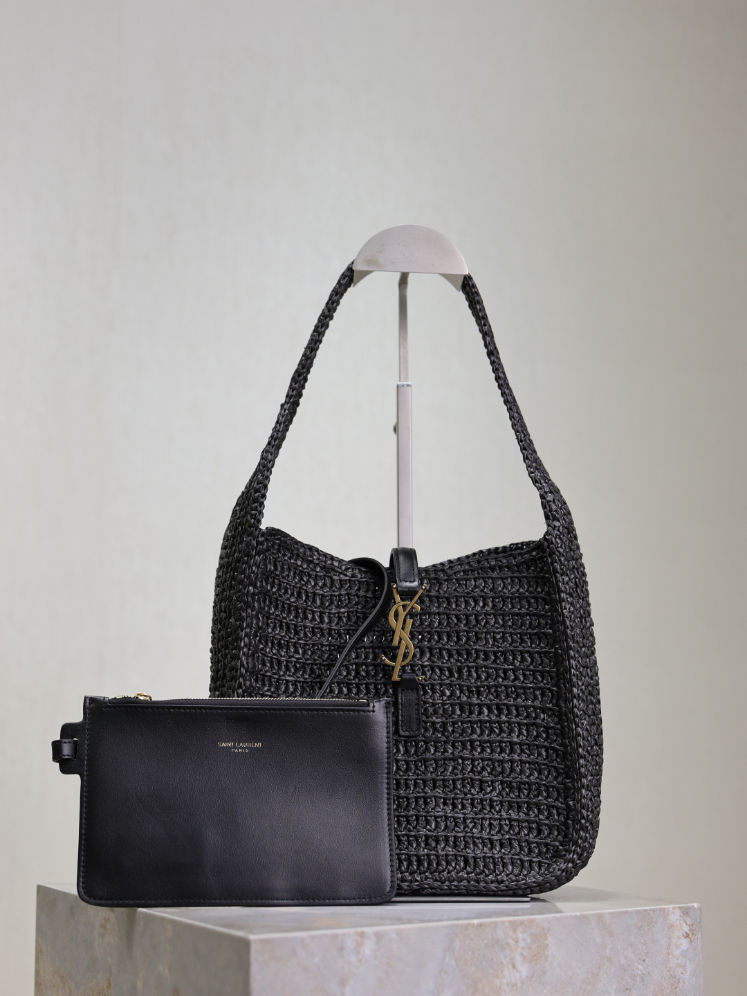 TOP Yves Saint Laurent YSL LE 5A7 Bag Weave Underarm Bags 23×22×8.5cm - Black