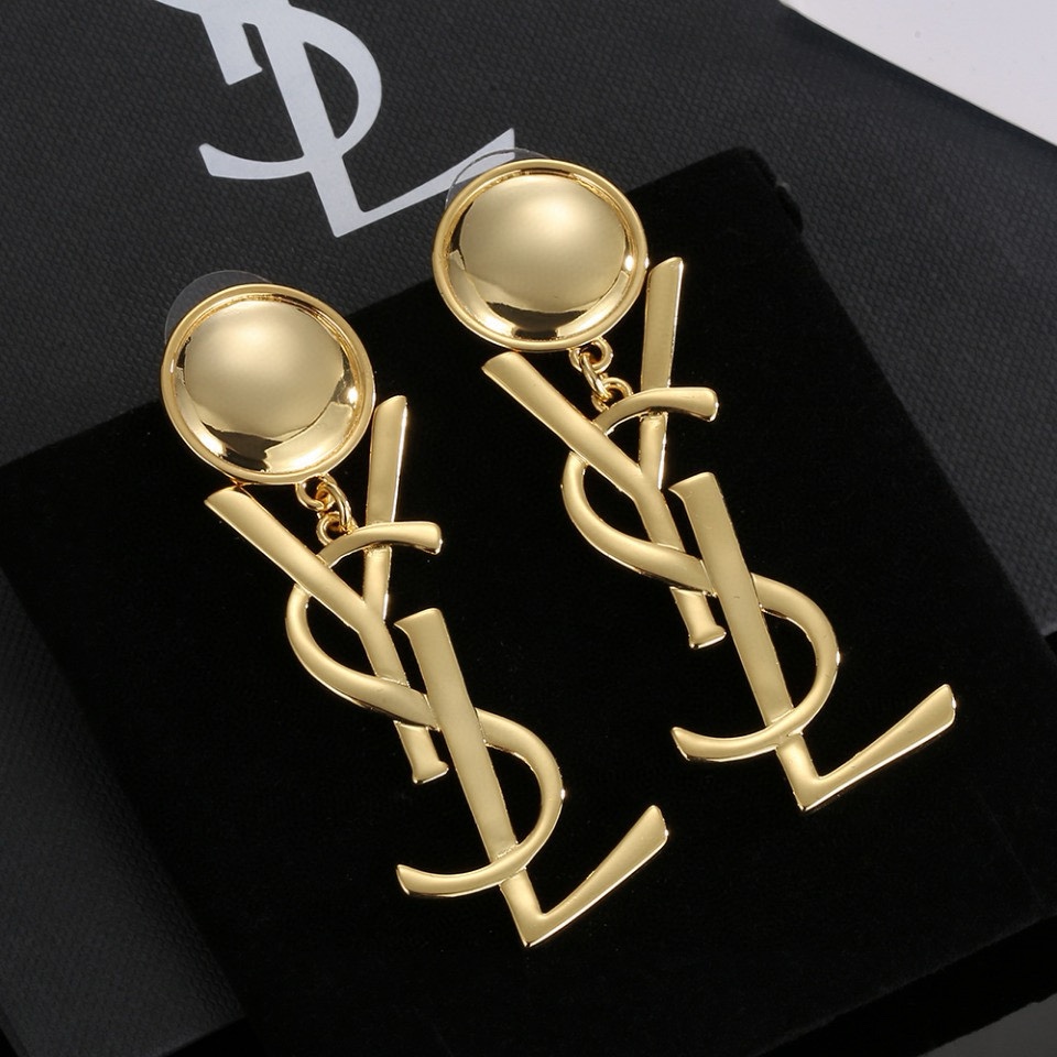 TOP Yves Saint Laurent YSL Pearl Earrings - Gold