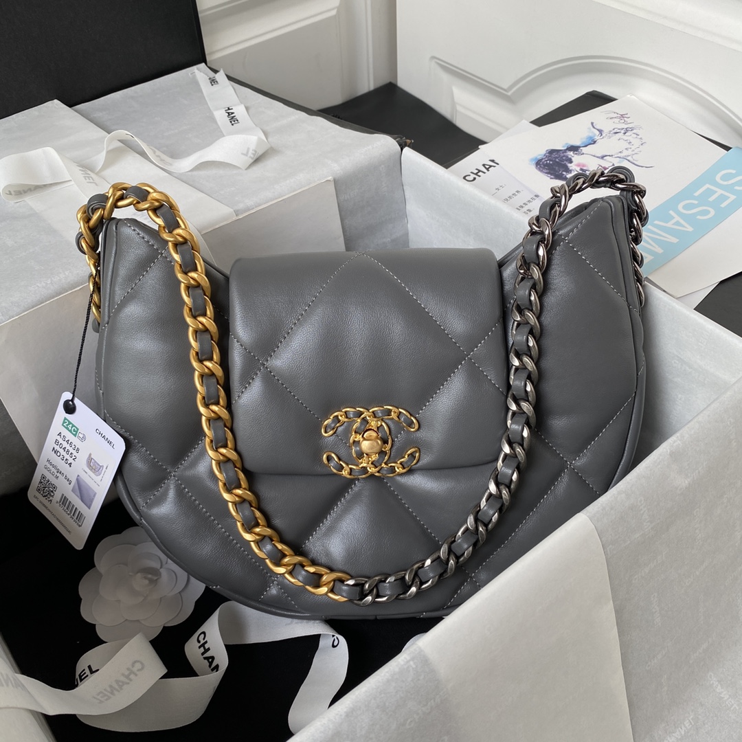 TOP CHANEL Lambskin Bag With Gold And Silver Metal Chain - GHW&25×20×7cm - 3 Colors
