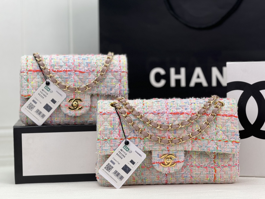 TOP CHANEL Woolen Series Flab Bags 20CM/25CM - 4 Colors&GWH