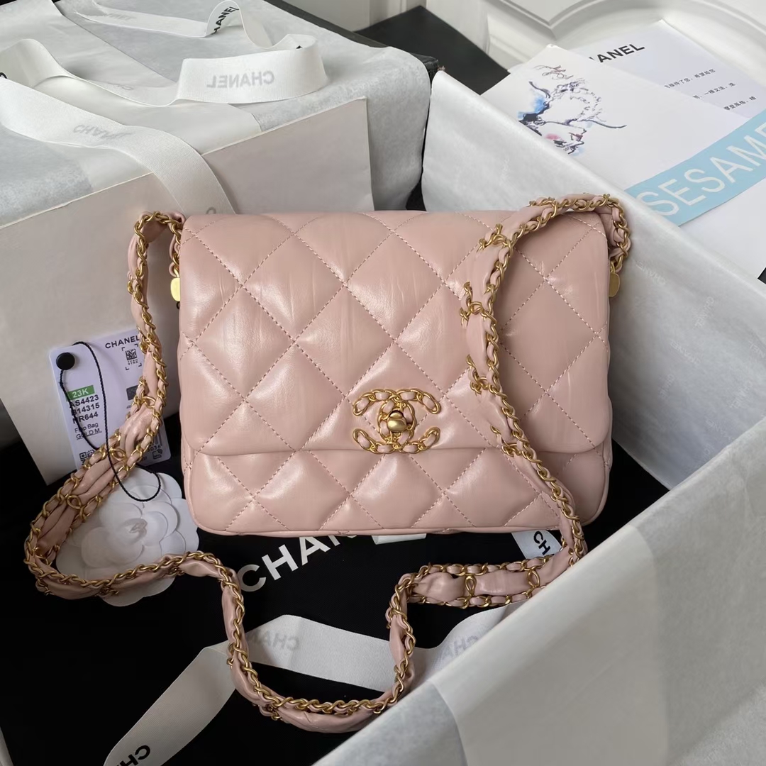 TOP CHANEL Calfskin Flap Chain Bag 13.5x20.5x5cm - 2 Color