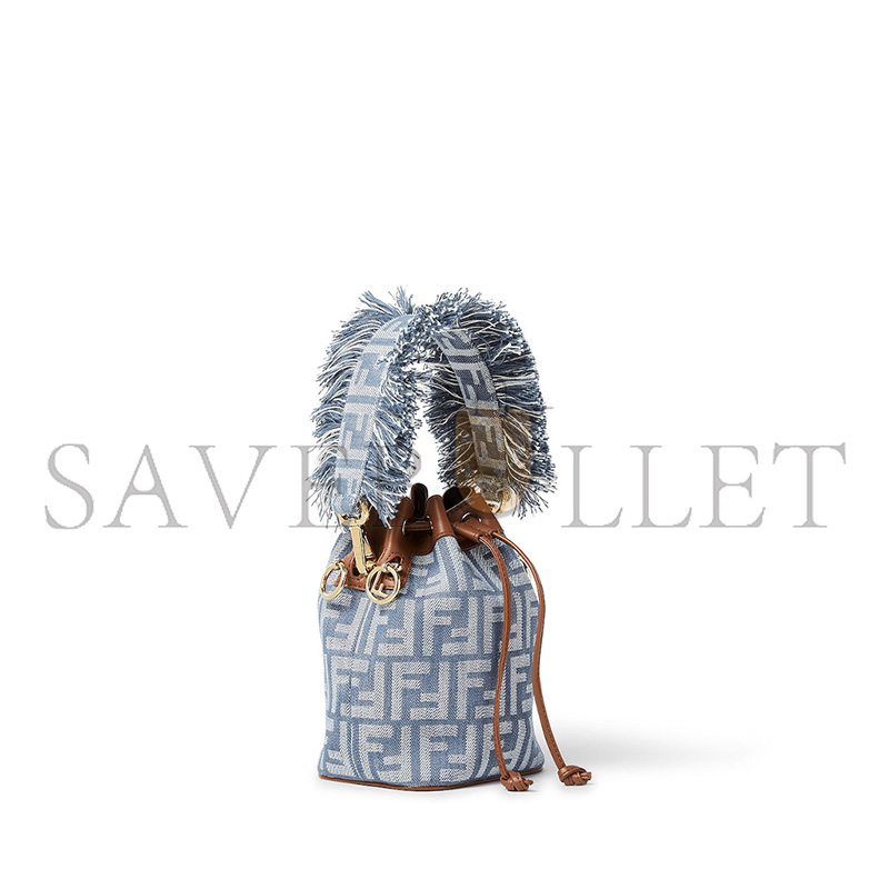 FENDI MON TRESOR BLUE DENIM-EFFECT FF JACQUARD MINI BAG 8BS093AUT4F1SXQ (18*14*12cm)