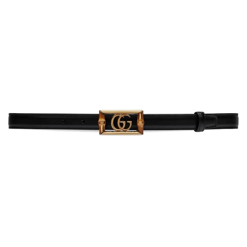 TOP GUCCI Calf Leather Belt Black - 2.0cm