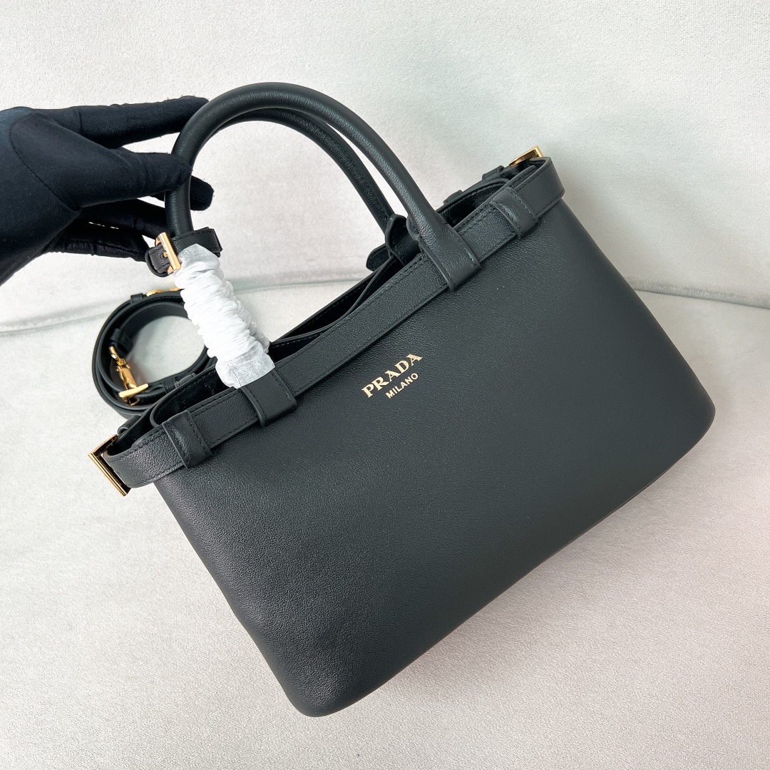 TOP PRADA Double Bag Cow Leather with Sheepskin Lining 28x18x10.5cm - 3 Color
