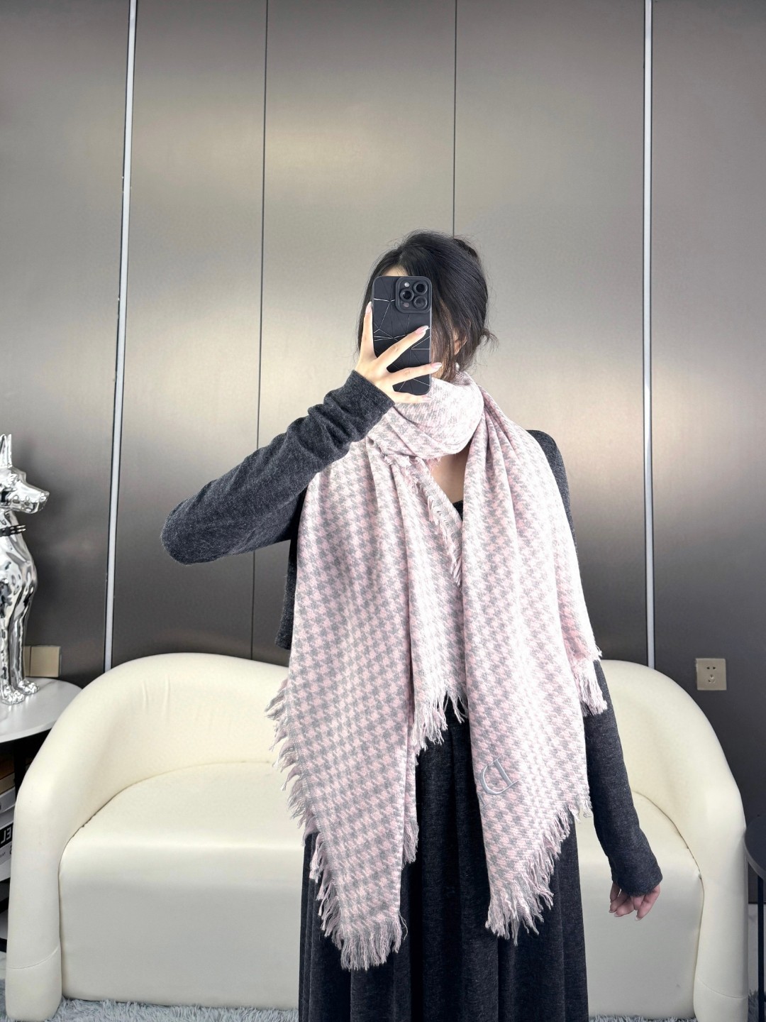 TOP Christian Dior Houndstooth Scarf 80x210cm - 3 Colors