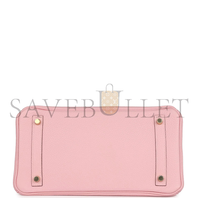 HERMÈS BIRKIN 30 ROSE SAKURA VERSO CLEMENCE GOLD HARDWARE (30*22*16cm)