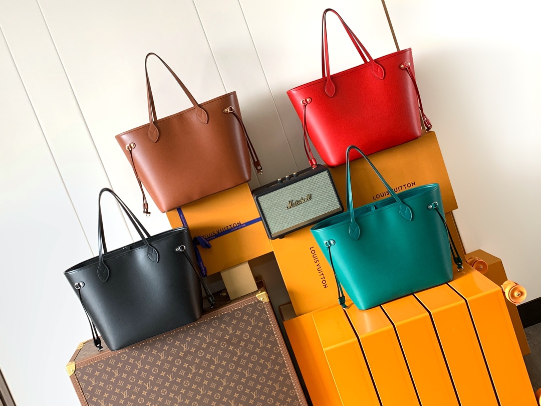 TOP Louis Vuitton LV Neverfull Full leather Bag 32x29x19cm - 4 colors