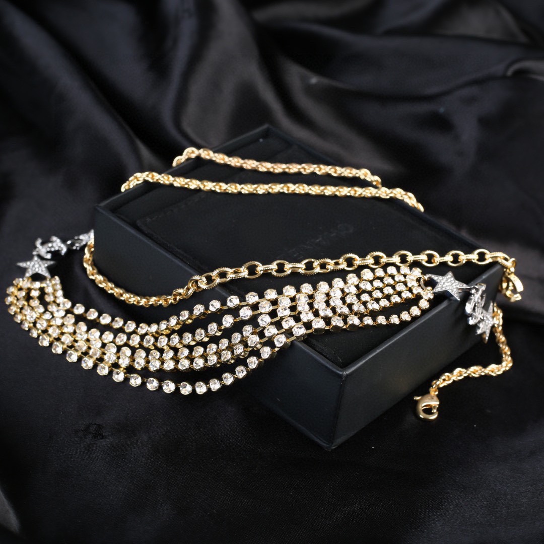 TOP CHANEL Multi Layer Crystal Rhinestone Waist Chain