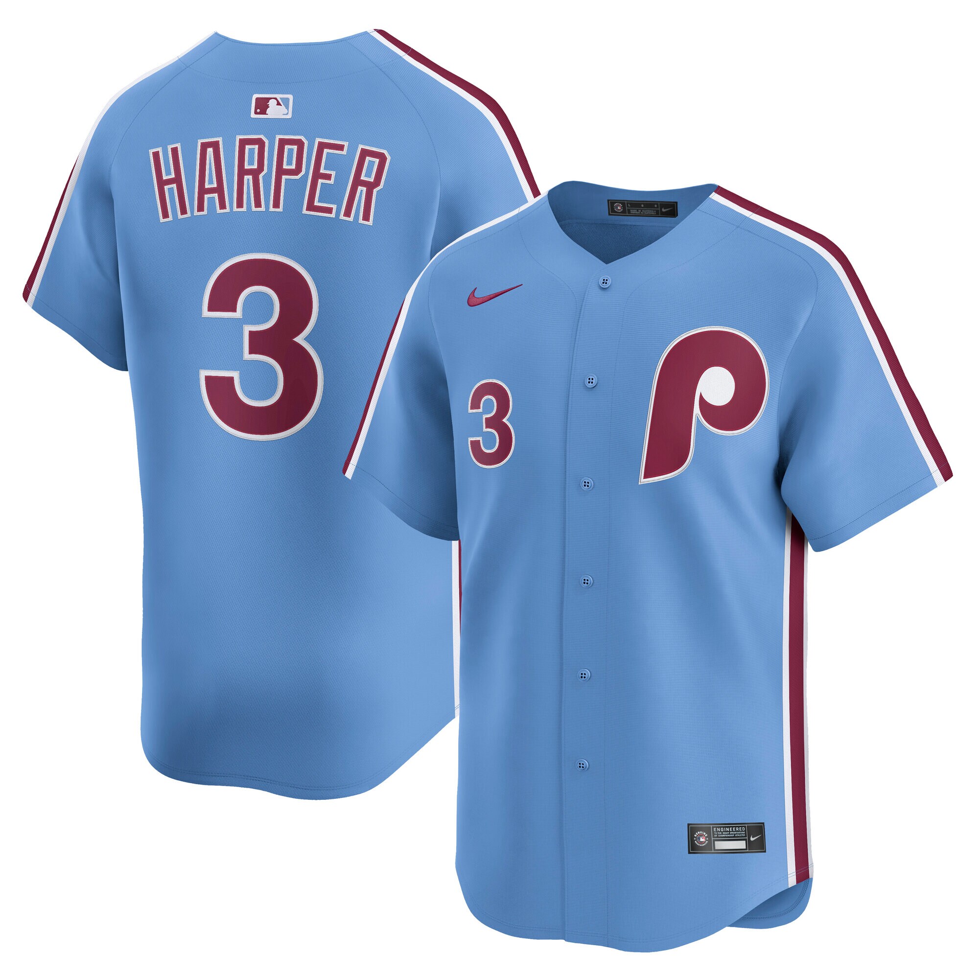 Men's Philadelphia Phillies Bryce Harper #3 Blue Replica Baseball Jersey