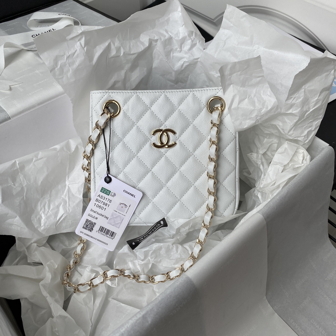 TOP CHANEL Caviar Series Bucket Bags 16X15X9cm - GHW - 3 Colors